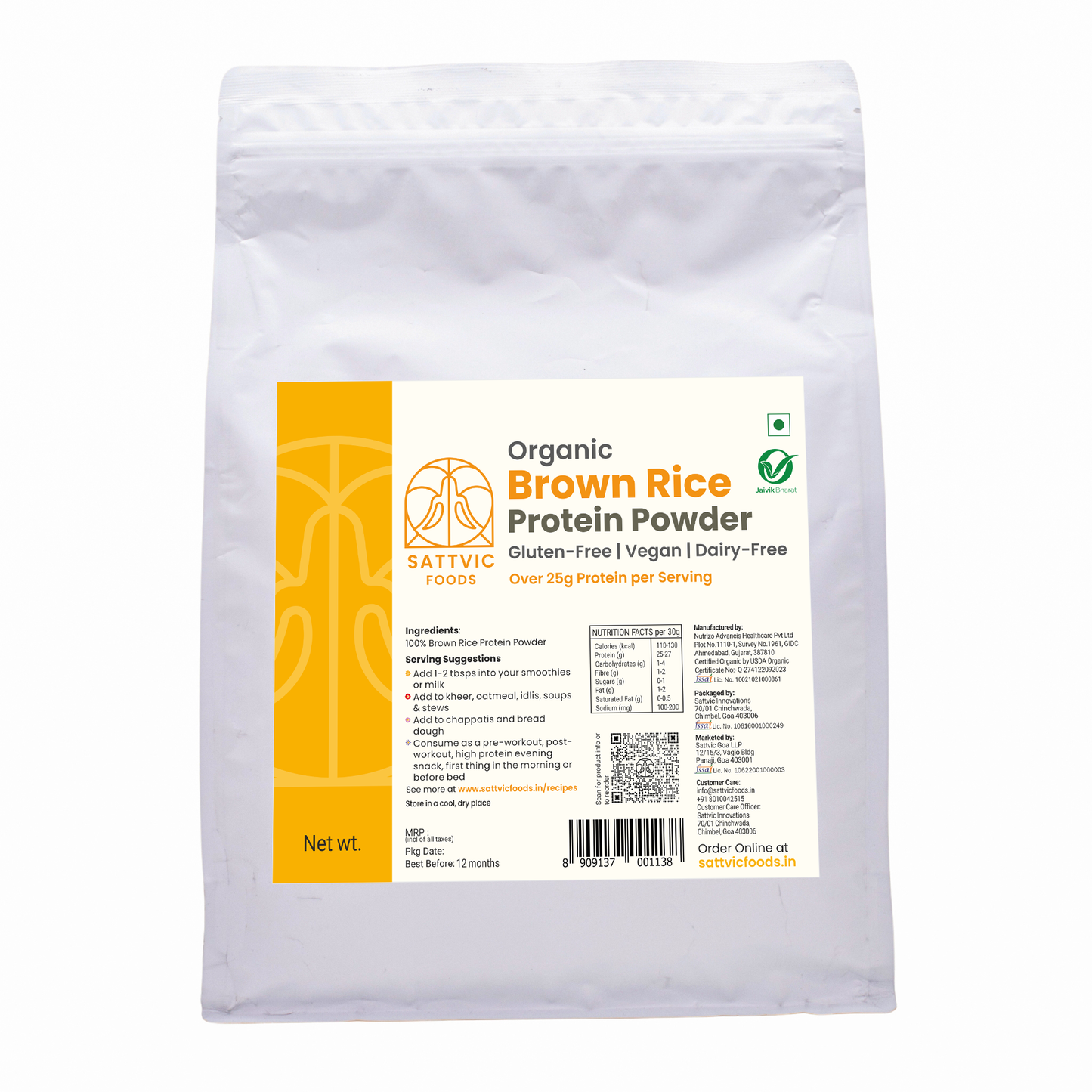 Bag of Organic Brown Rice Protein Powder
