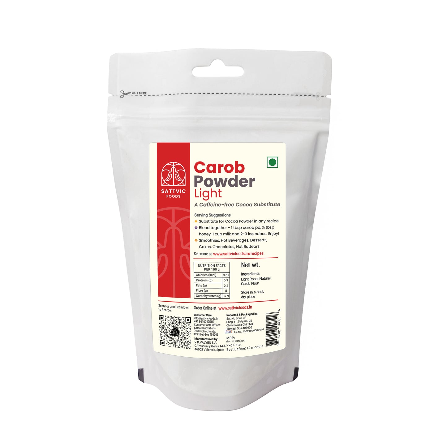 Carob Powder Light | Caffeine-Free Cacao Substitute