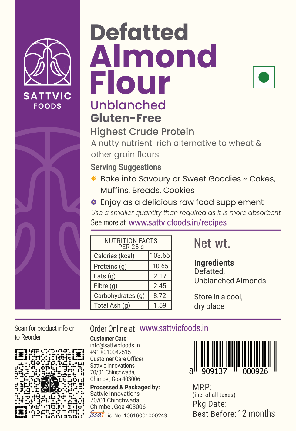 Defatted almond flour
