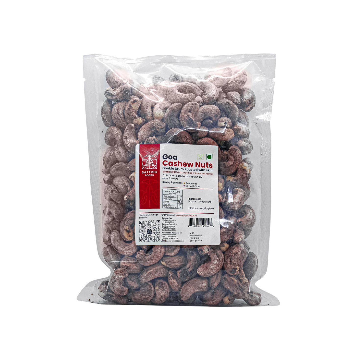 Double Drum Roasted Cashew Nuts with Skin - Extra Large