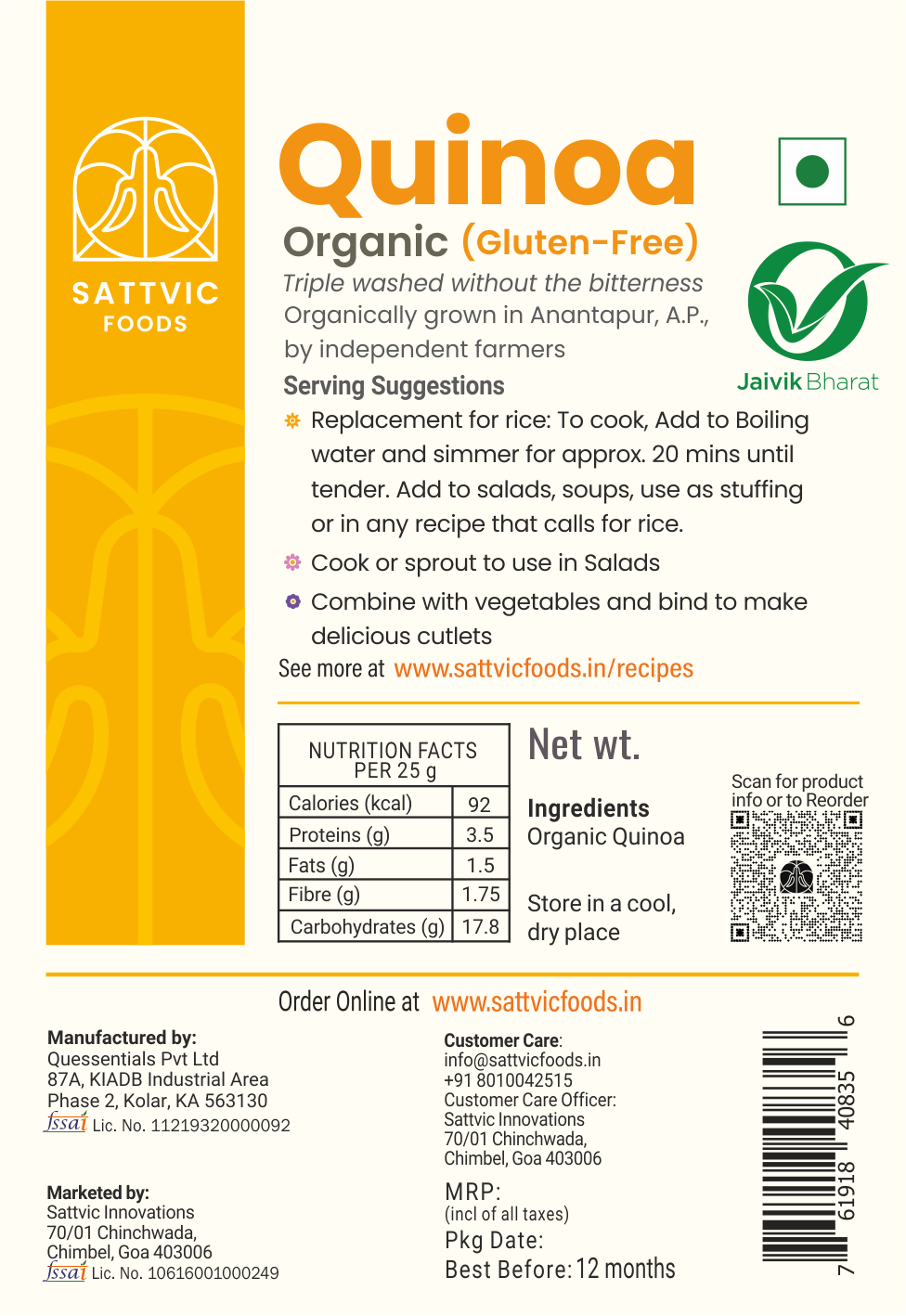 Organic Quinoa | Gluten-free | Low Glycemic Index