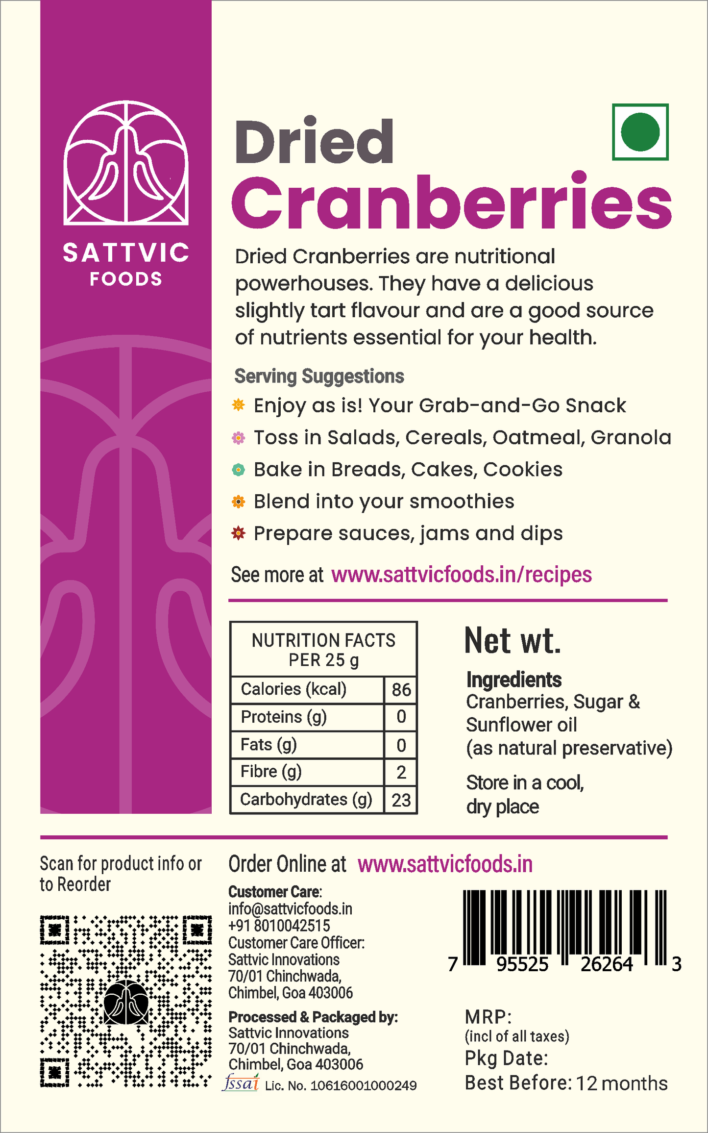 Dried Cranberries (from Canada) | Natures Superfood