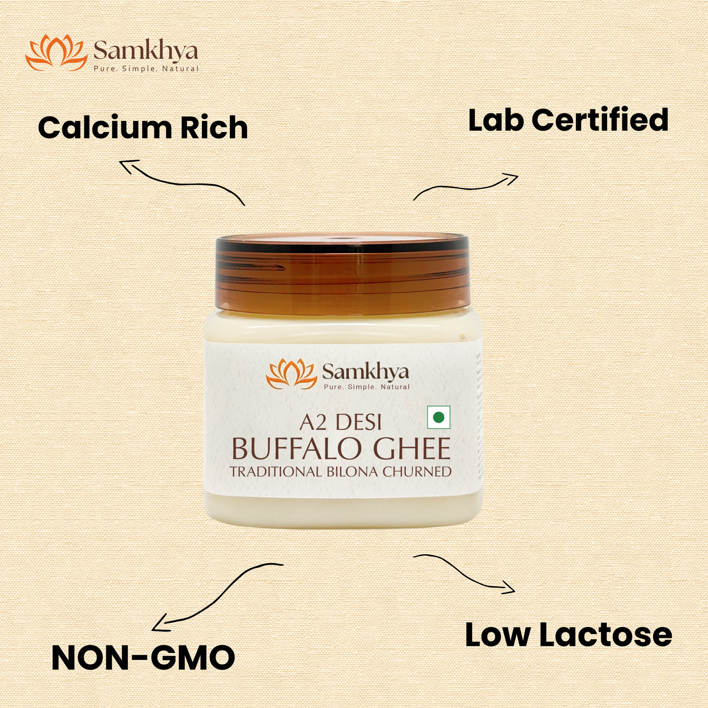 Samkhya A2 Buffalo Ghee | Bilona Ghee from Cultured Cream