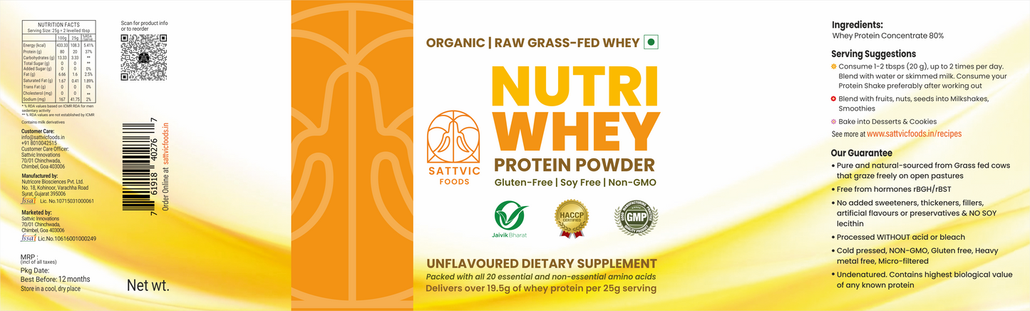 Organic Whey Protein Concentrate 80% | Grass Fed