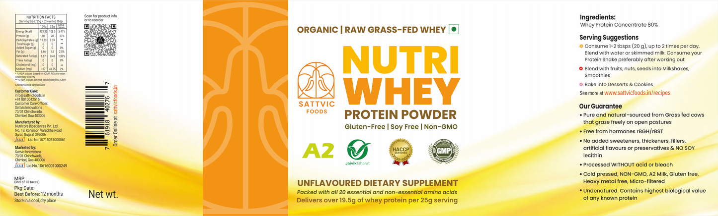 Organic A2 Whey Protein Concentrate 80%