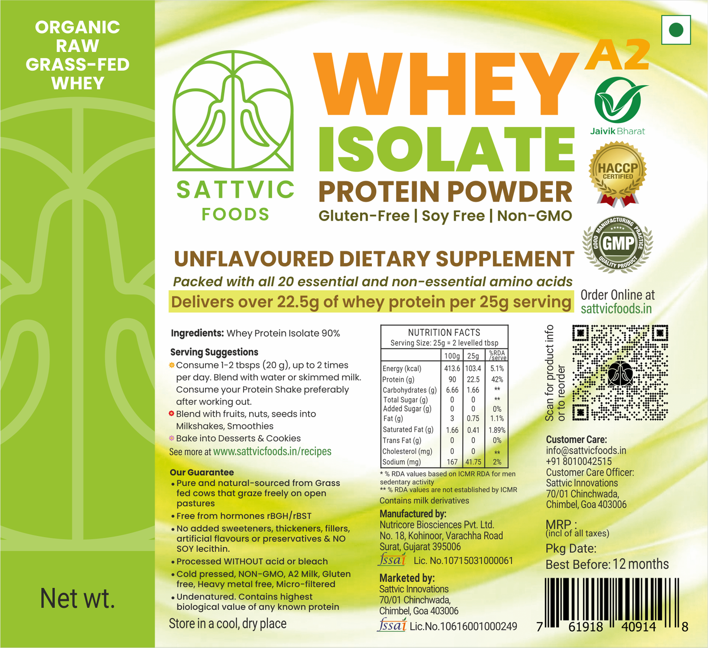 Organic A2 Whey Isolate 90%