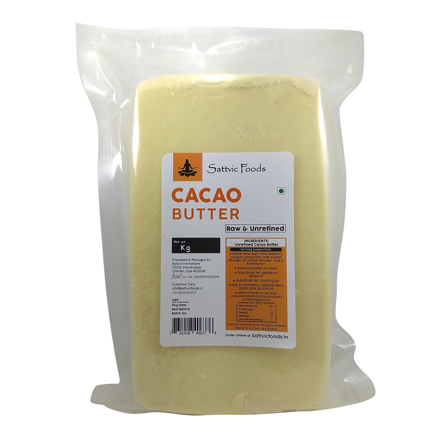 Prime Pressed Cacao Butter www.sattvicfoods.in
