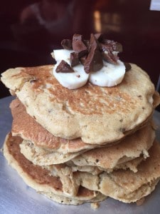 Banana Chocolate Chip Oat Flour Pancakes