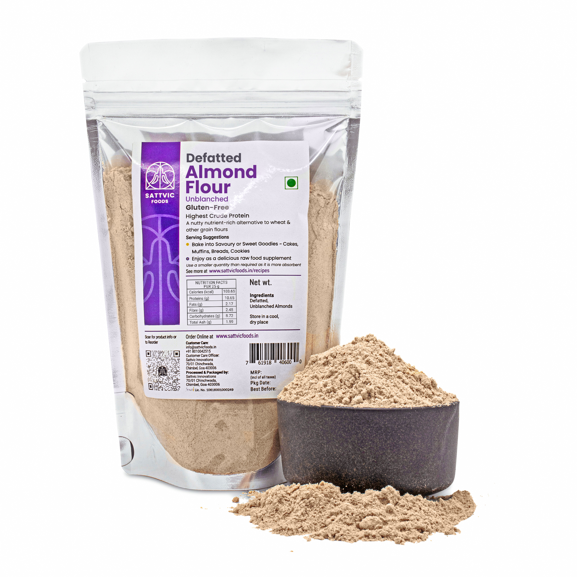 Defatted almond flour
