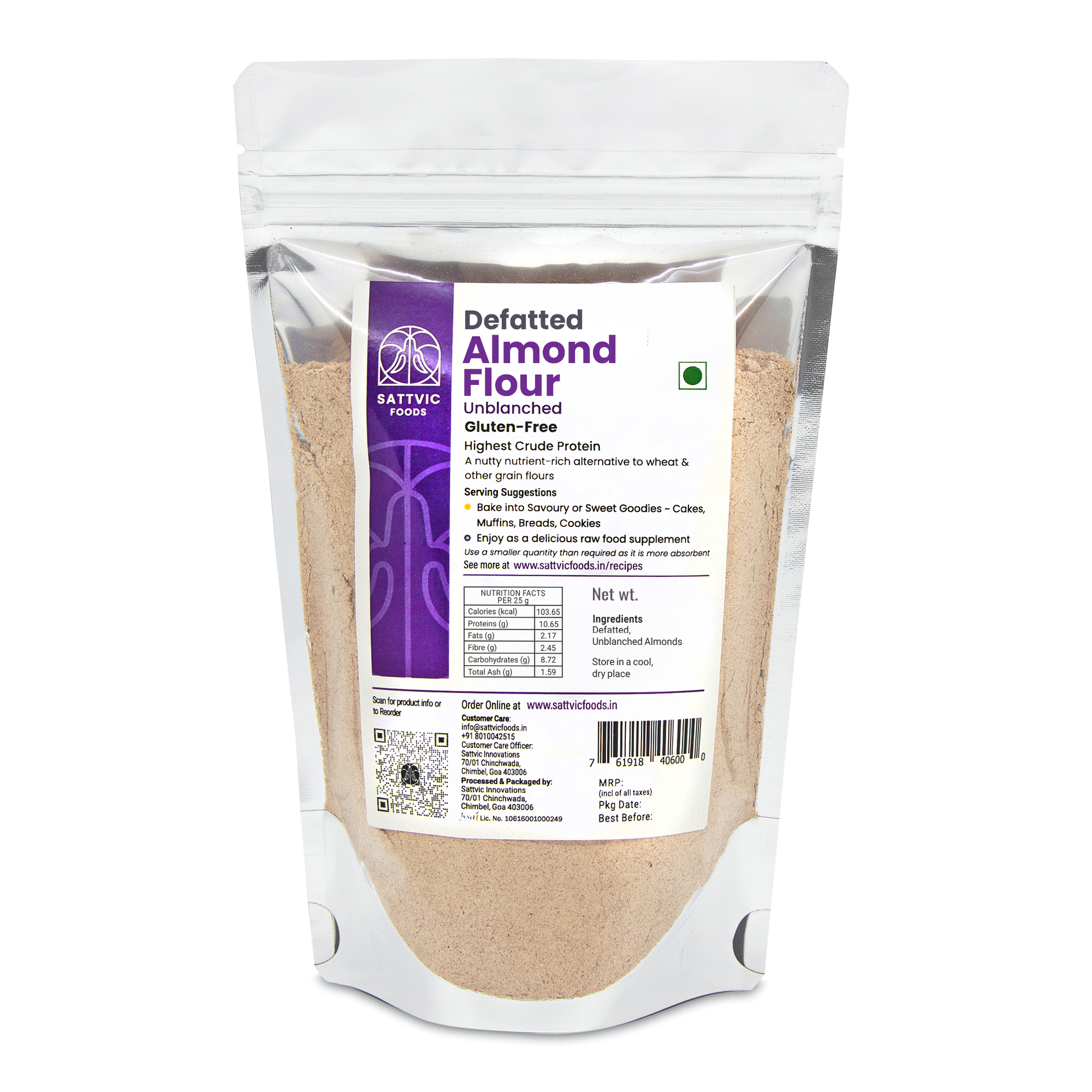 Defatted almond flour
