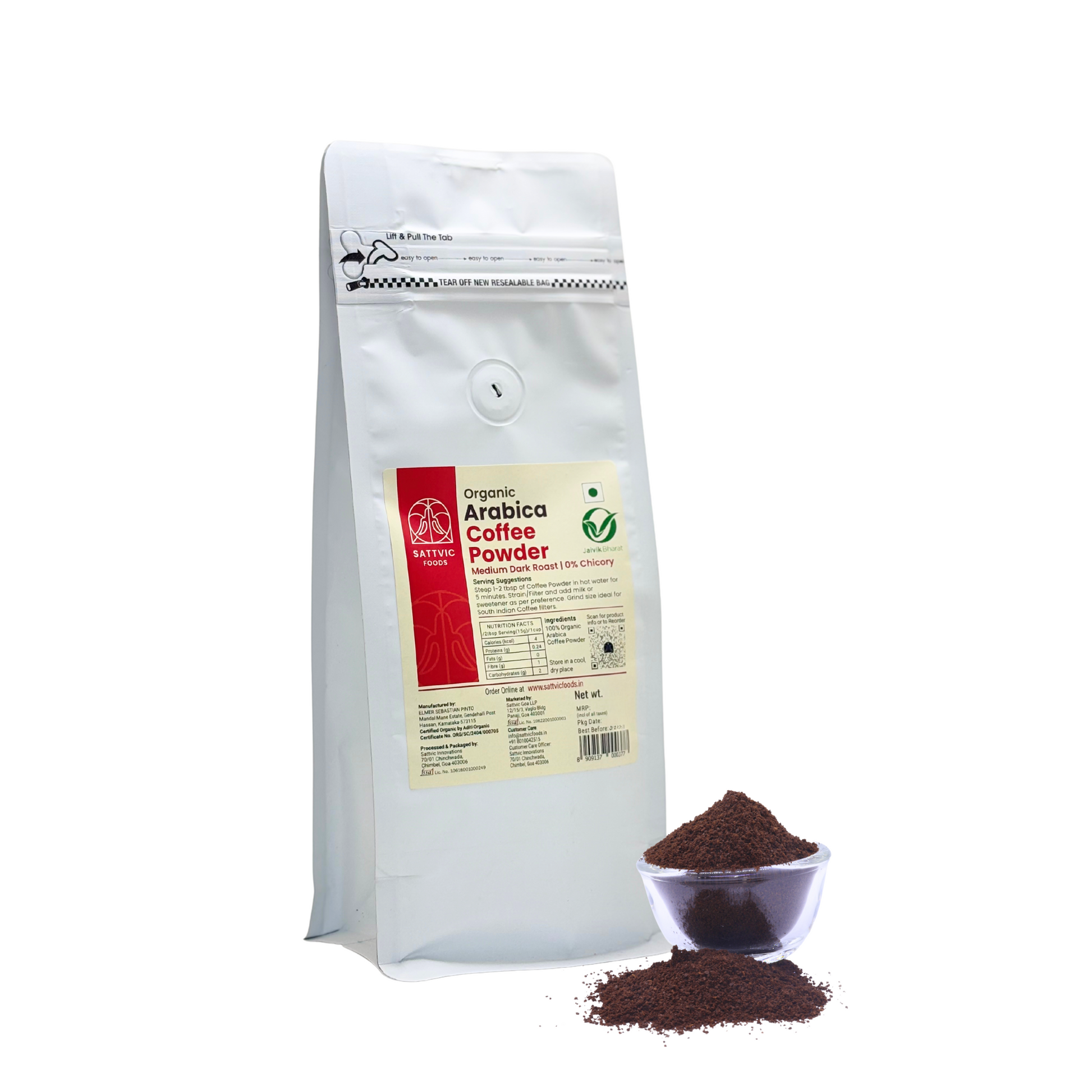 Arabica Organic Coffee Powder Medium Dark Roast