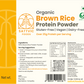 Label of Organic Brown Rice Protein Powder from Sattvic Foods