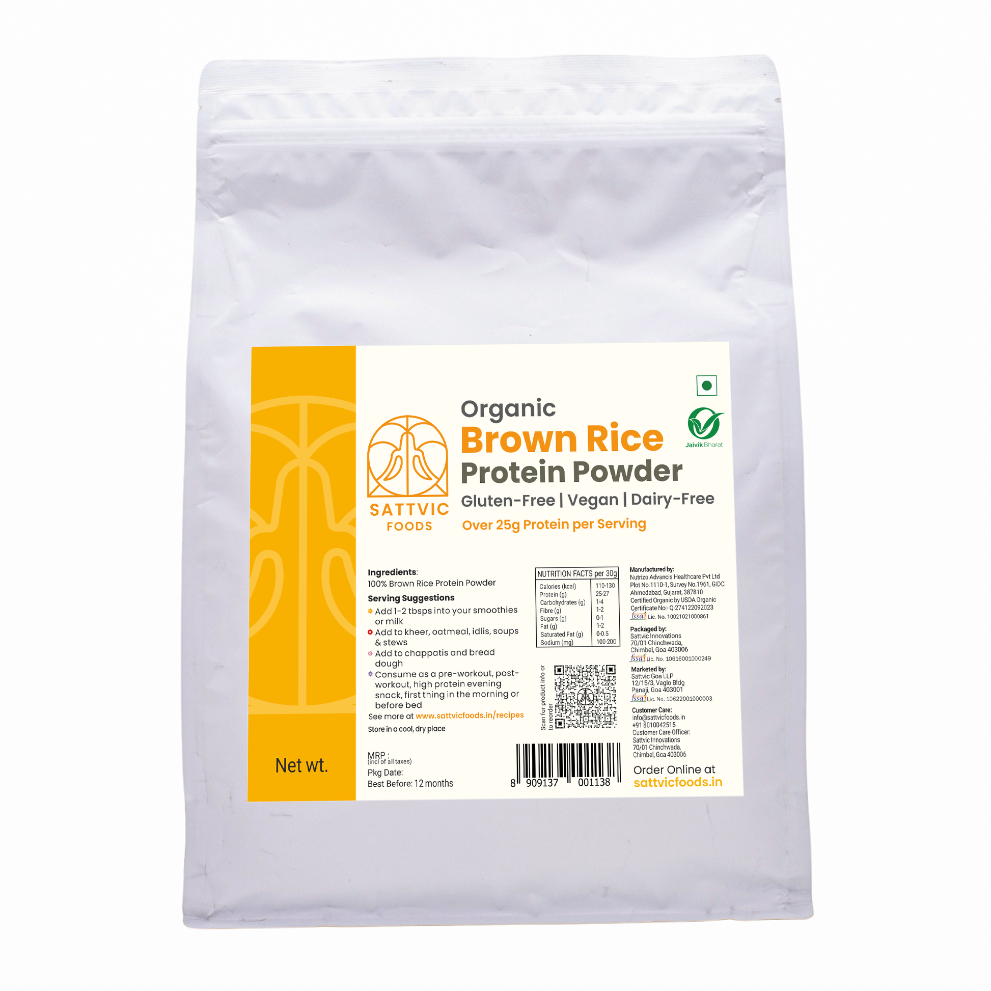 Bag of Organic Brown Rice Protein Powder