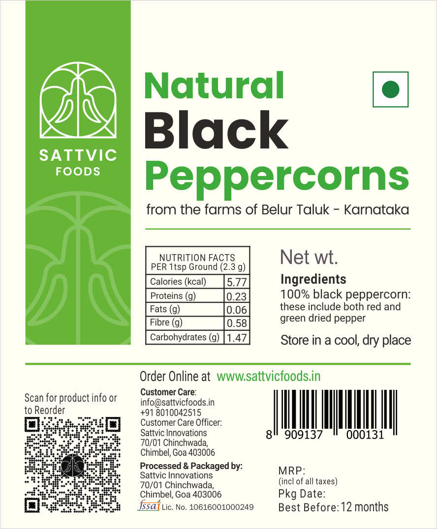 Sattvic black peppercorns