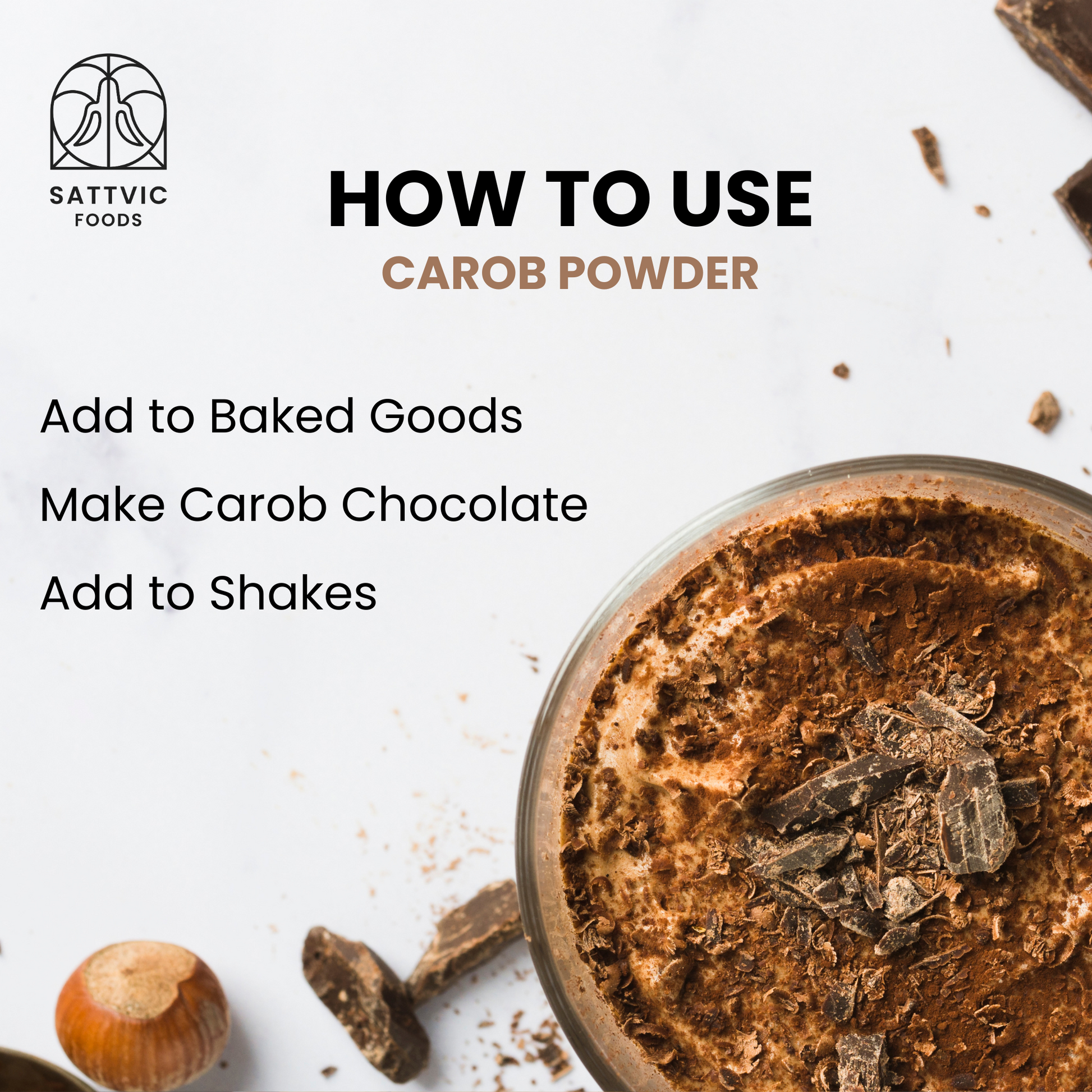 Carob Powder Light | Caffiene-Free, Vegan, Cacao Substitute