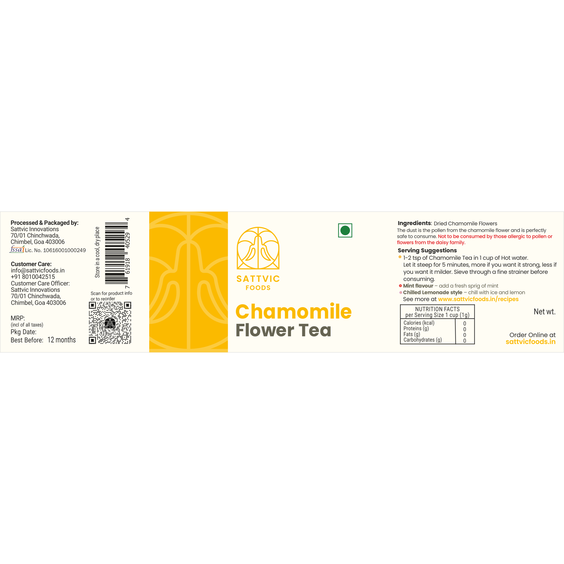 Chamomile Flowers: Caffeine-free, Promotes Sleep