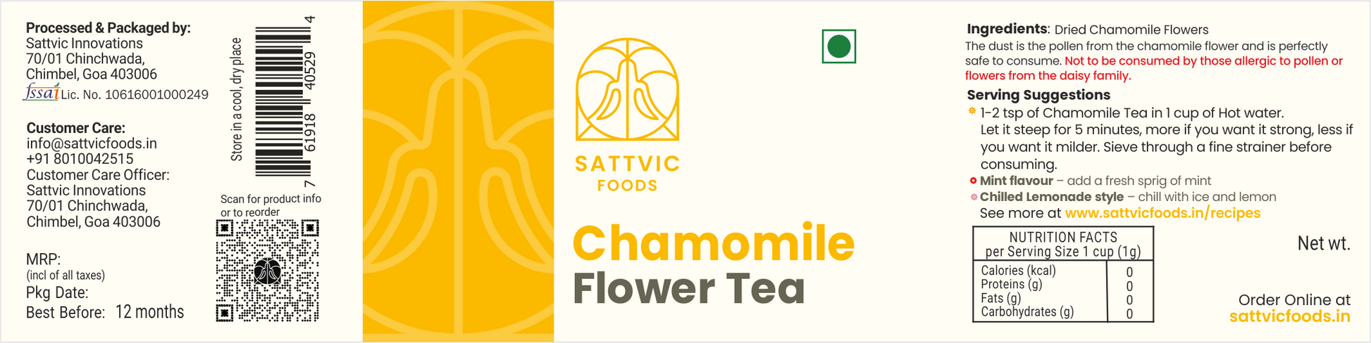 Chamomile Flowers: Caffeine-free, Promotes Sleep