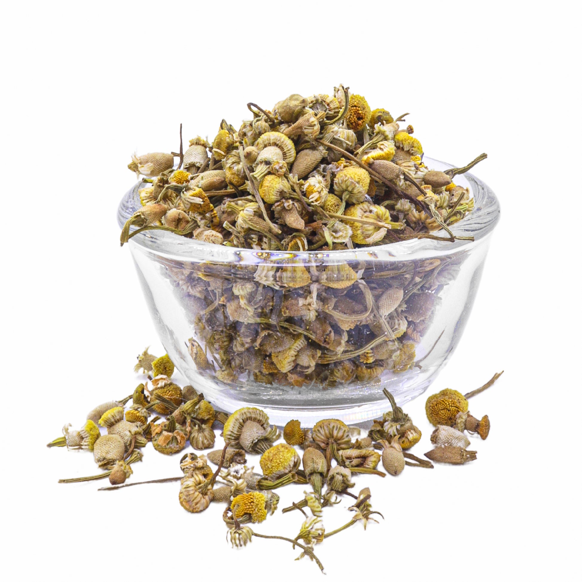 Chamomile flowers in a bowl