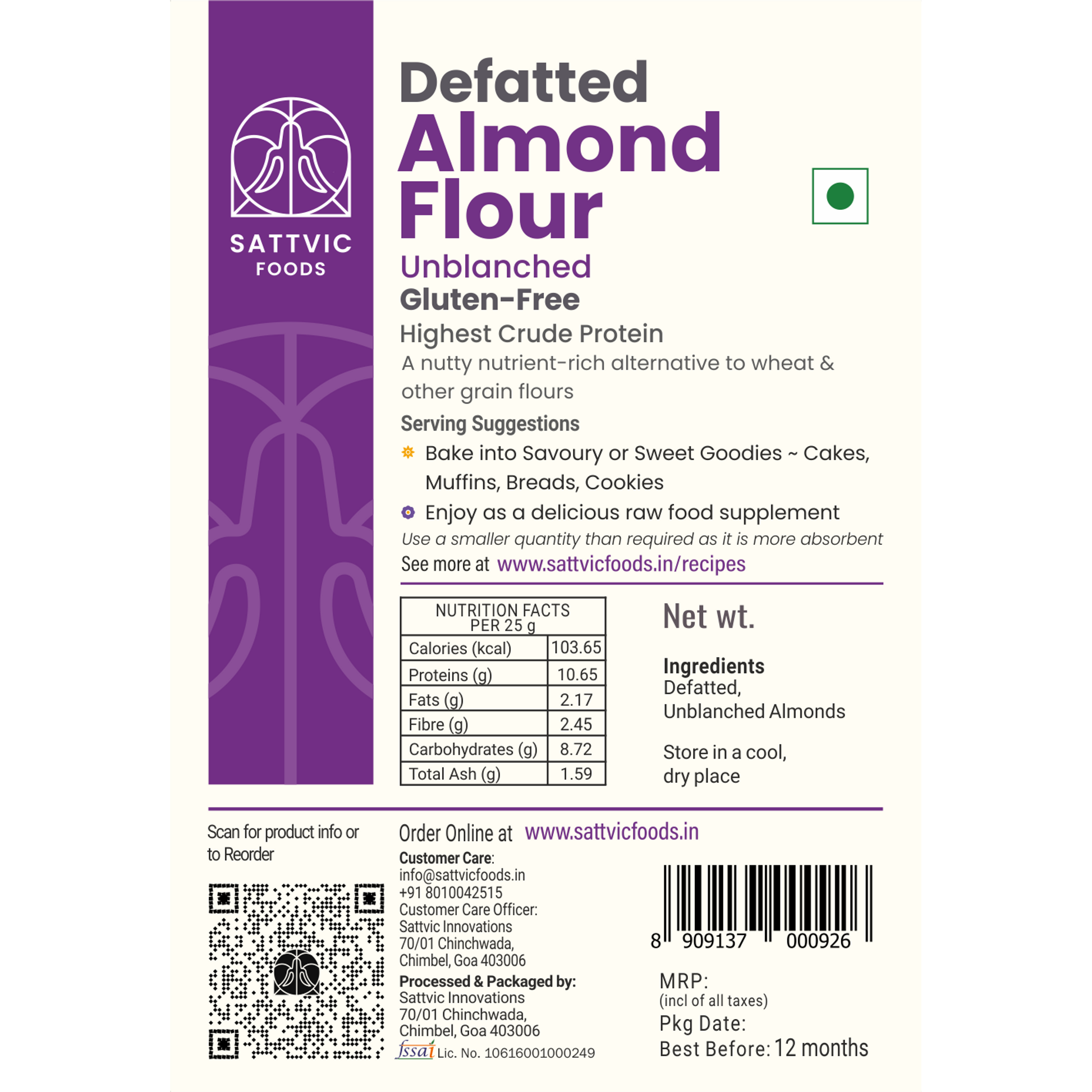 Defatted almond flour
