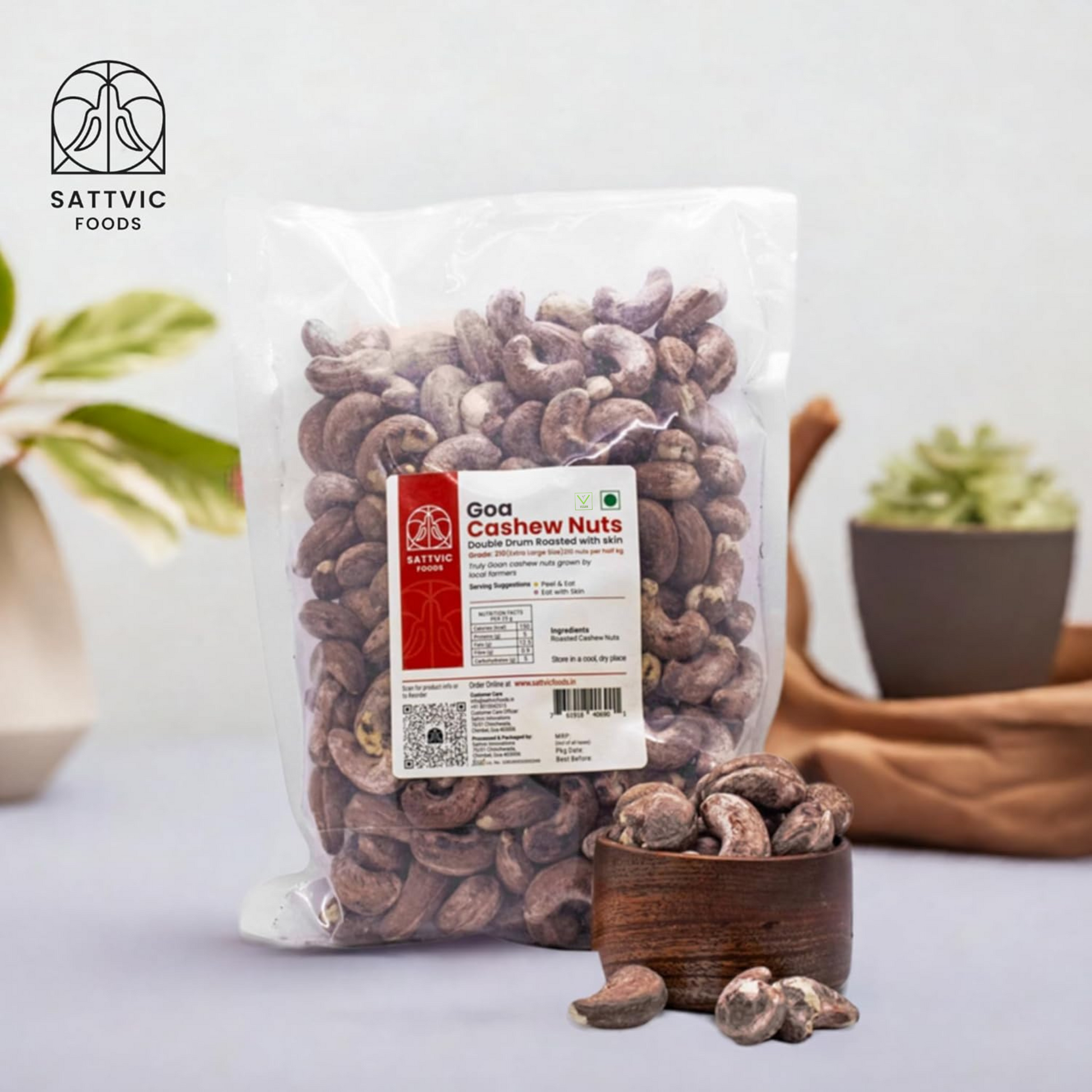 Double Drum Roasted Cashew Nuts with Skin - Extra Large