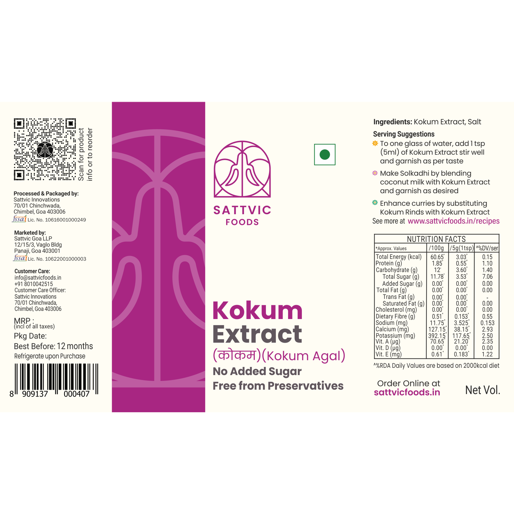 Kokum Extract | 100% Preservative-Free | No Added Sugar
