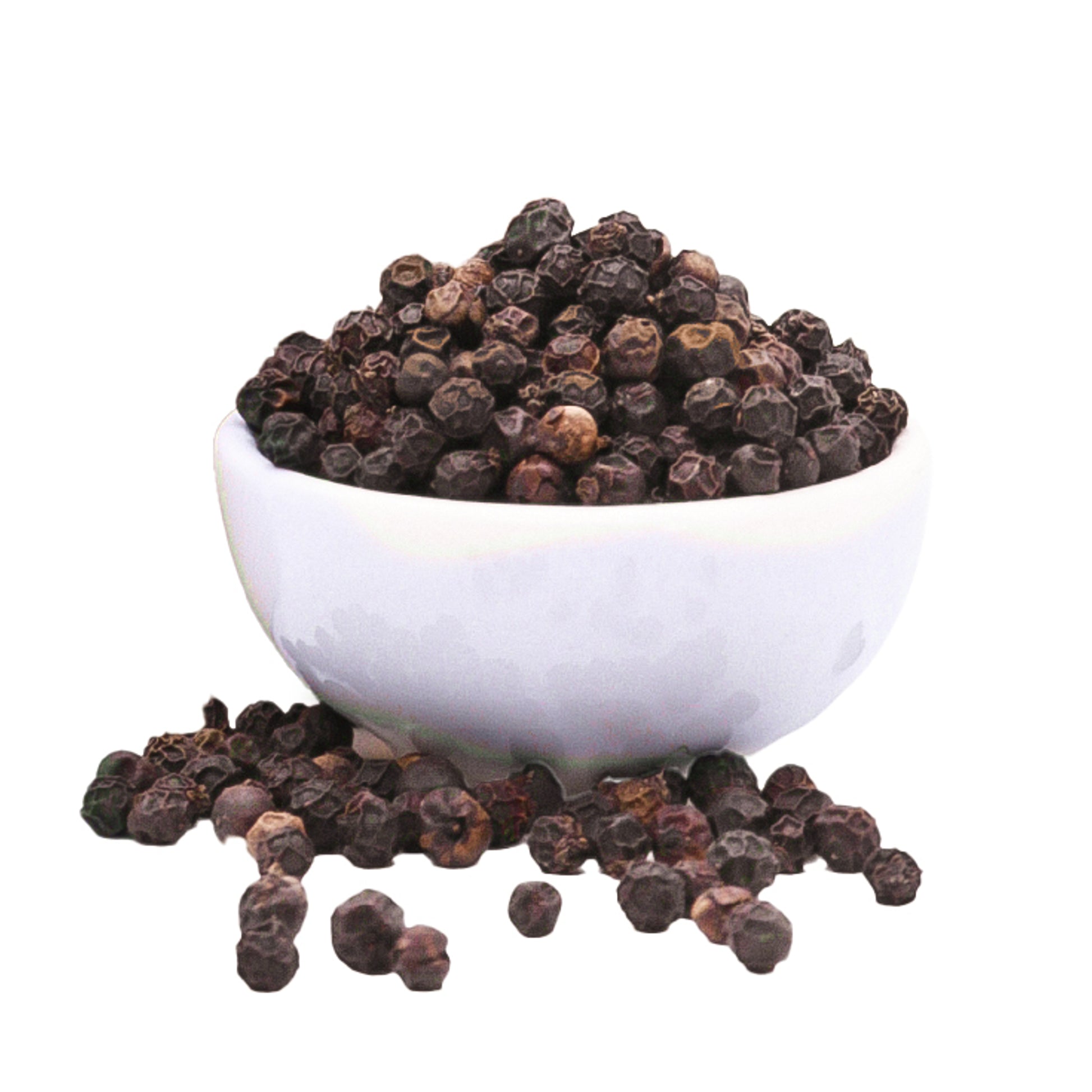  Black peppercorns in a bowl