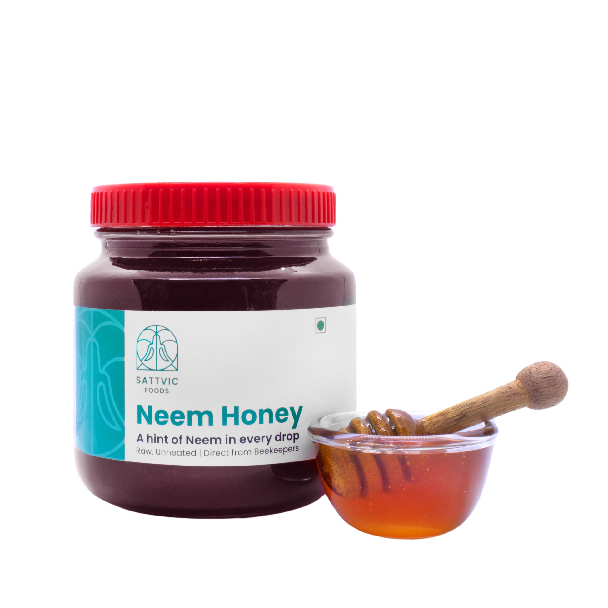 Neem honey in a jar with a bowl of neem honey beside it