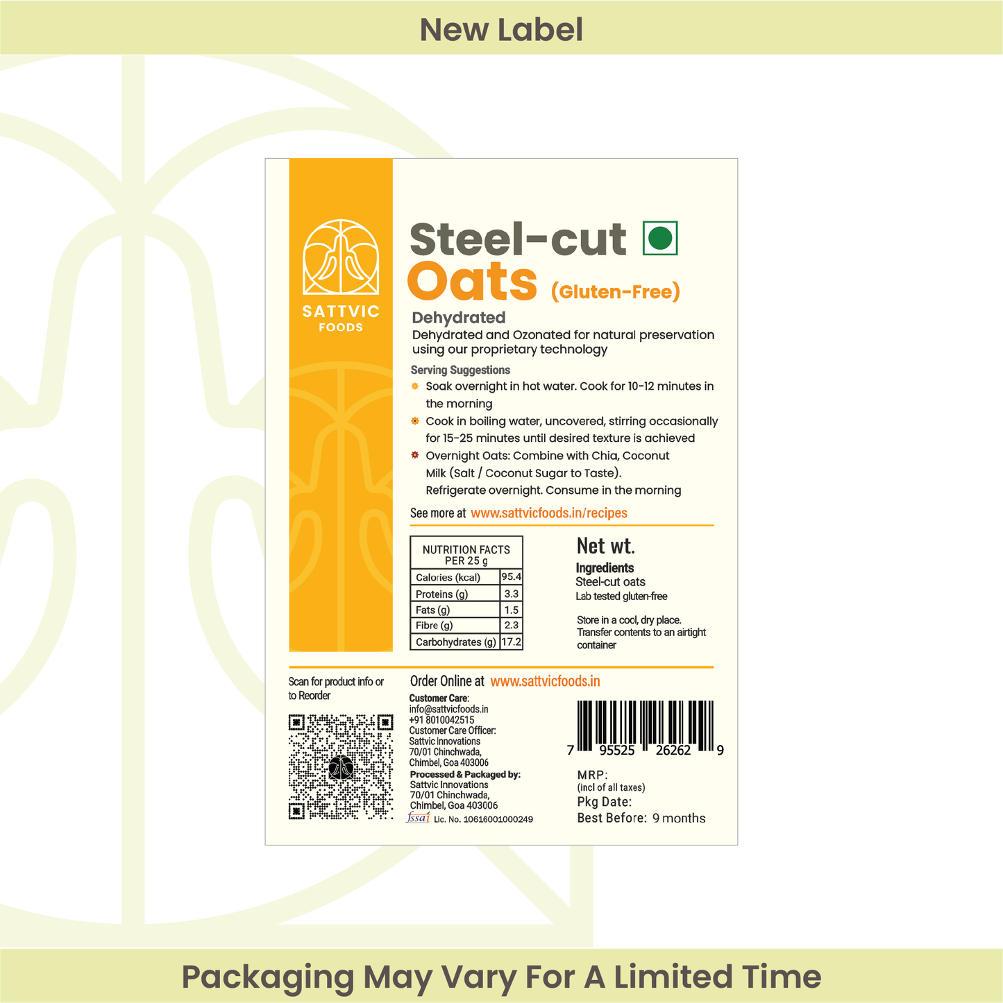 Steel cut Oats (Gluten-free)