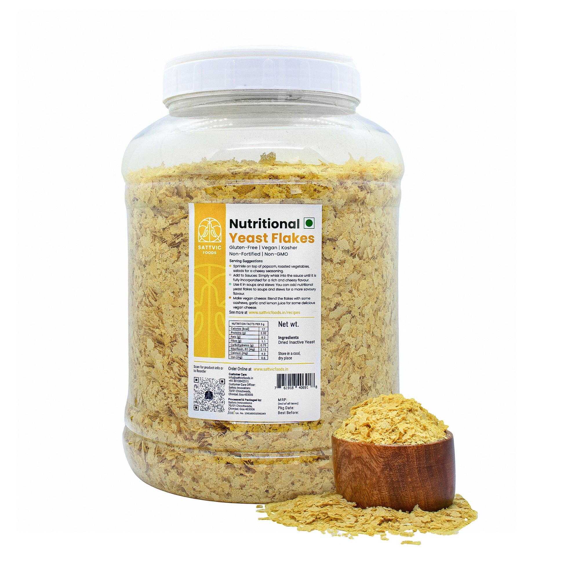 Nutritional Yeast Flakes - Non Fortified, Non GMO, Vegan, Gluten-Free