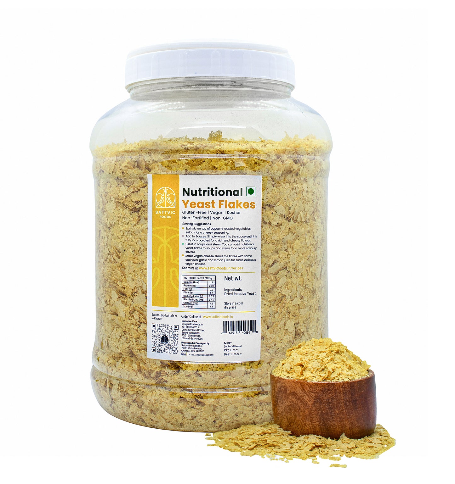 Nutritional Yeast Flakes - Non Fortified, Non GMO, Vegan, Gluten-Free