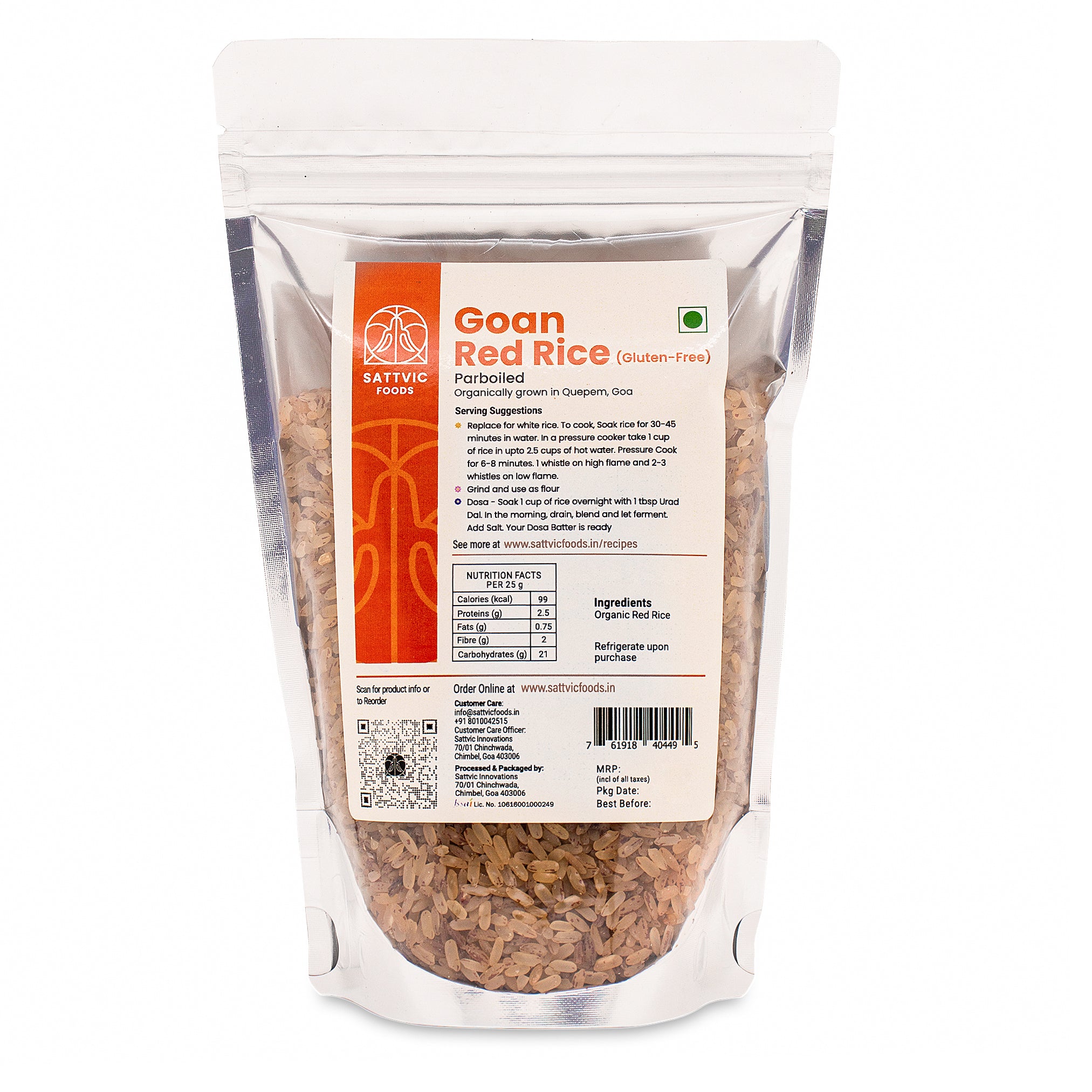 Organic Goan Red Rice | Fibre-Rich & Low GI – Sattvic Foods