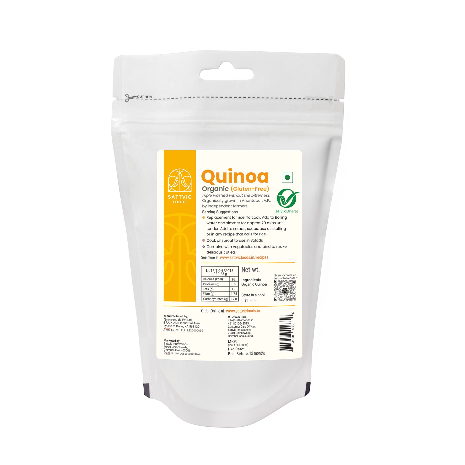 Organic Quinoa |  Gluten-free | Low Glycemic Index