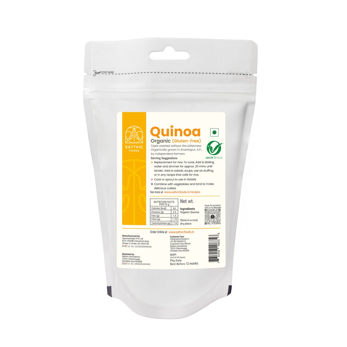 Organic Quinoa |  Gluten-free | Low Glycemic Index