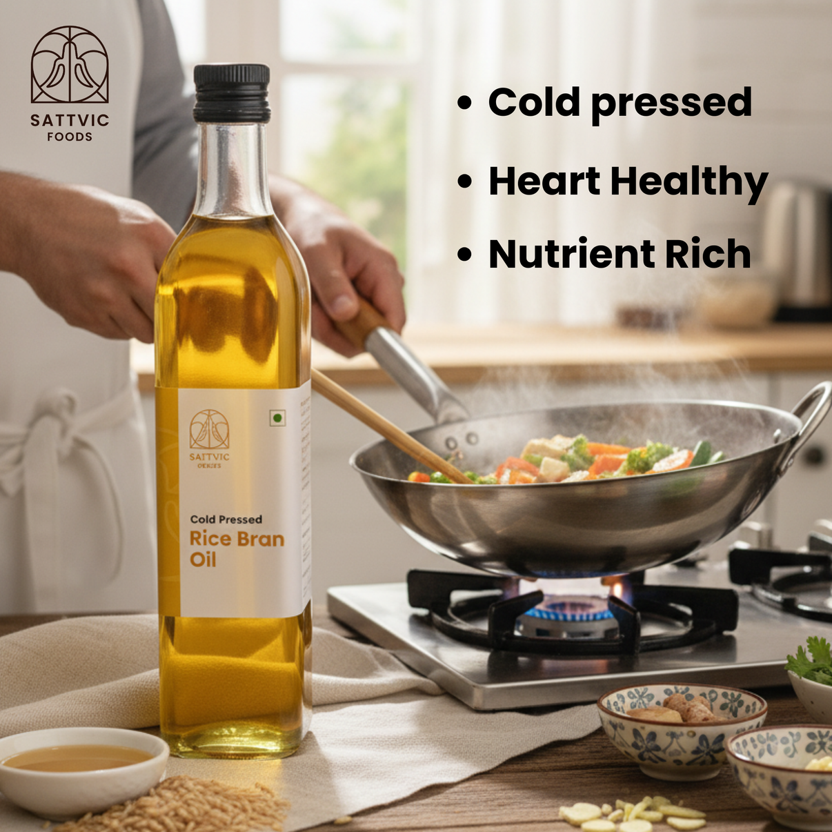 Rice Bran Oil | Cold-Pressed & Healthy Cooking Oil – Sattvic Foods