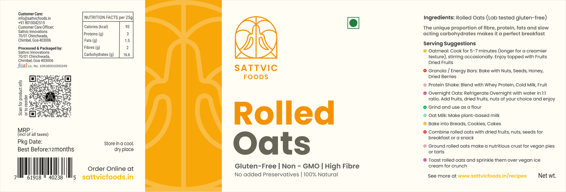 Rolled Oats | Jumbo-Sized, Gluten-free, Fibre-Rich
