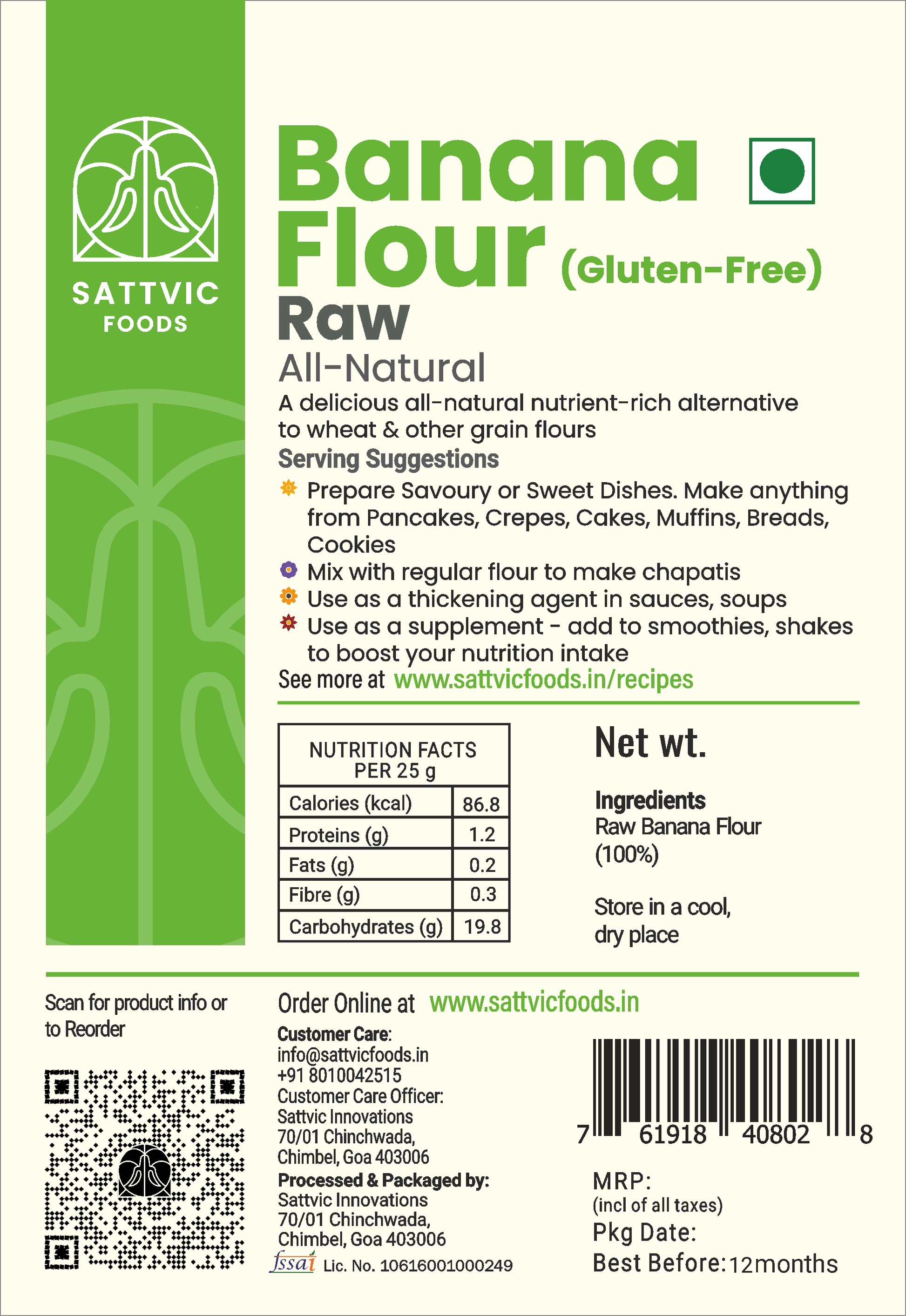 Raw Banana Flour | Natural Gluten-Free | Superfood