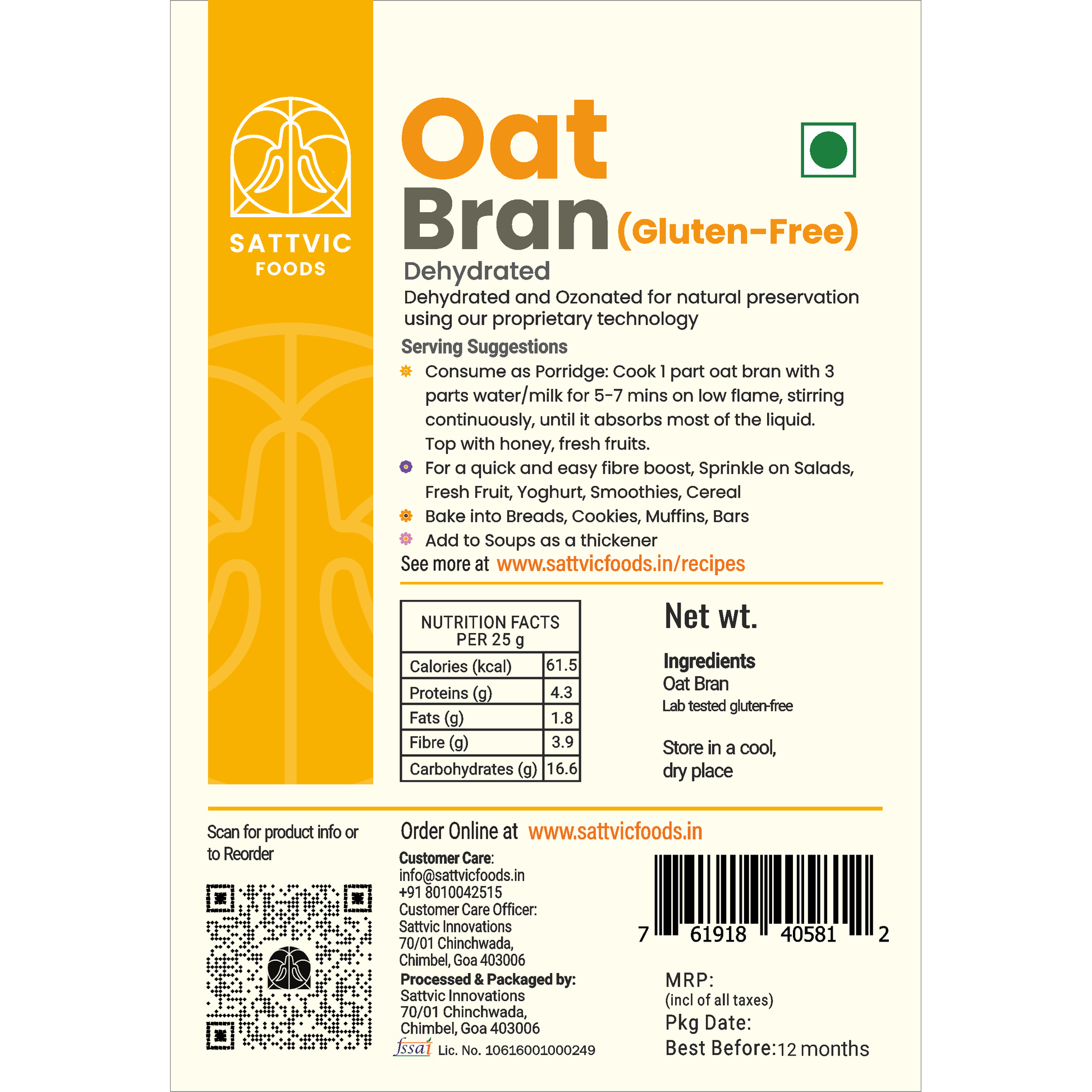 Oat Bran - Gluten-free & Fibre-Rich