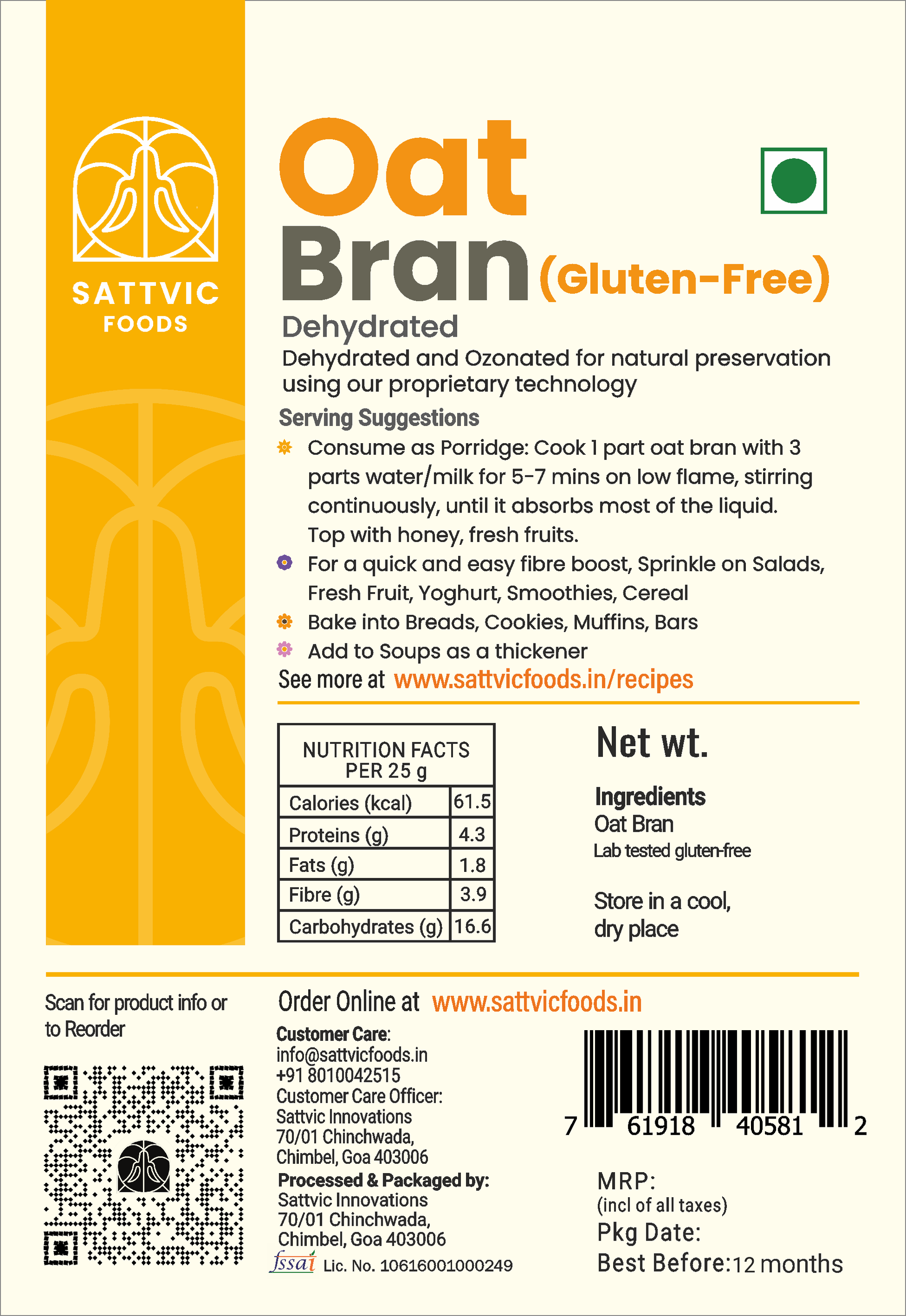 Oat Bran - Gluten-free & Fibre-Rich