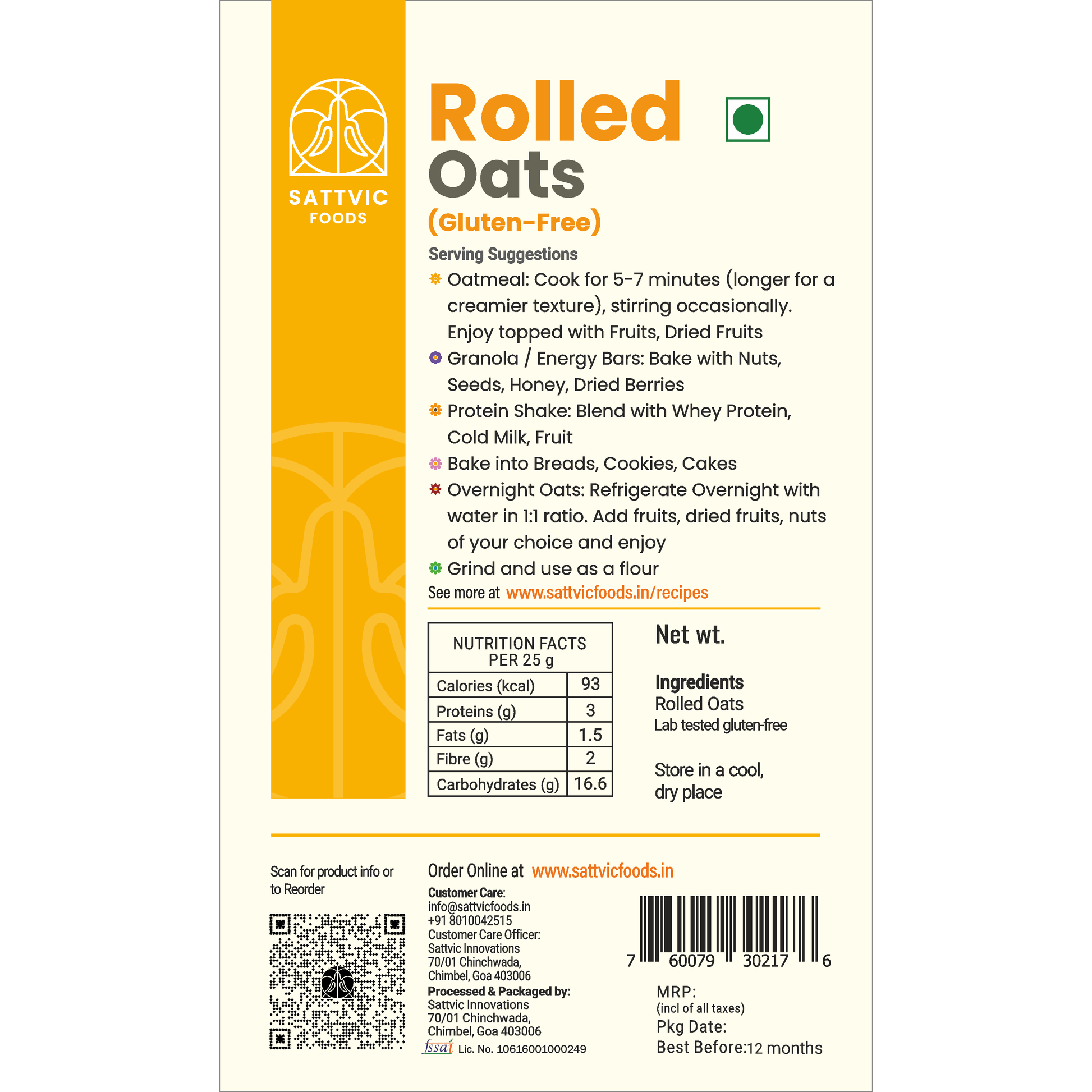 Rolled Oats | Jumbo-Sized, Gluten-free, Fibre-Rich