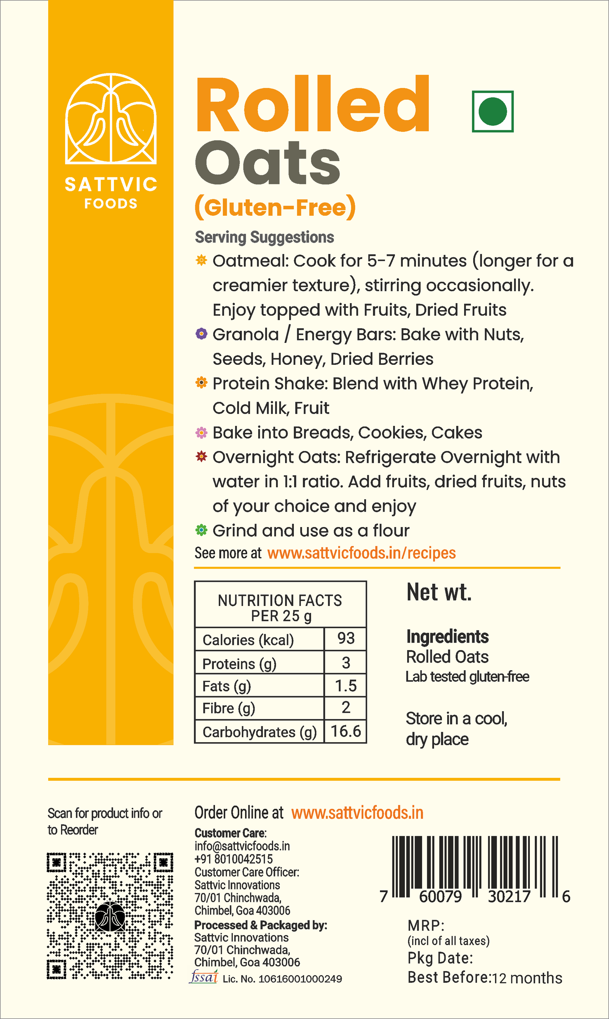 Rolled Oats | Jumbo-Sized, Gluten-free, Fibre-Rich