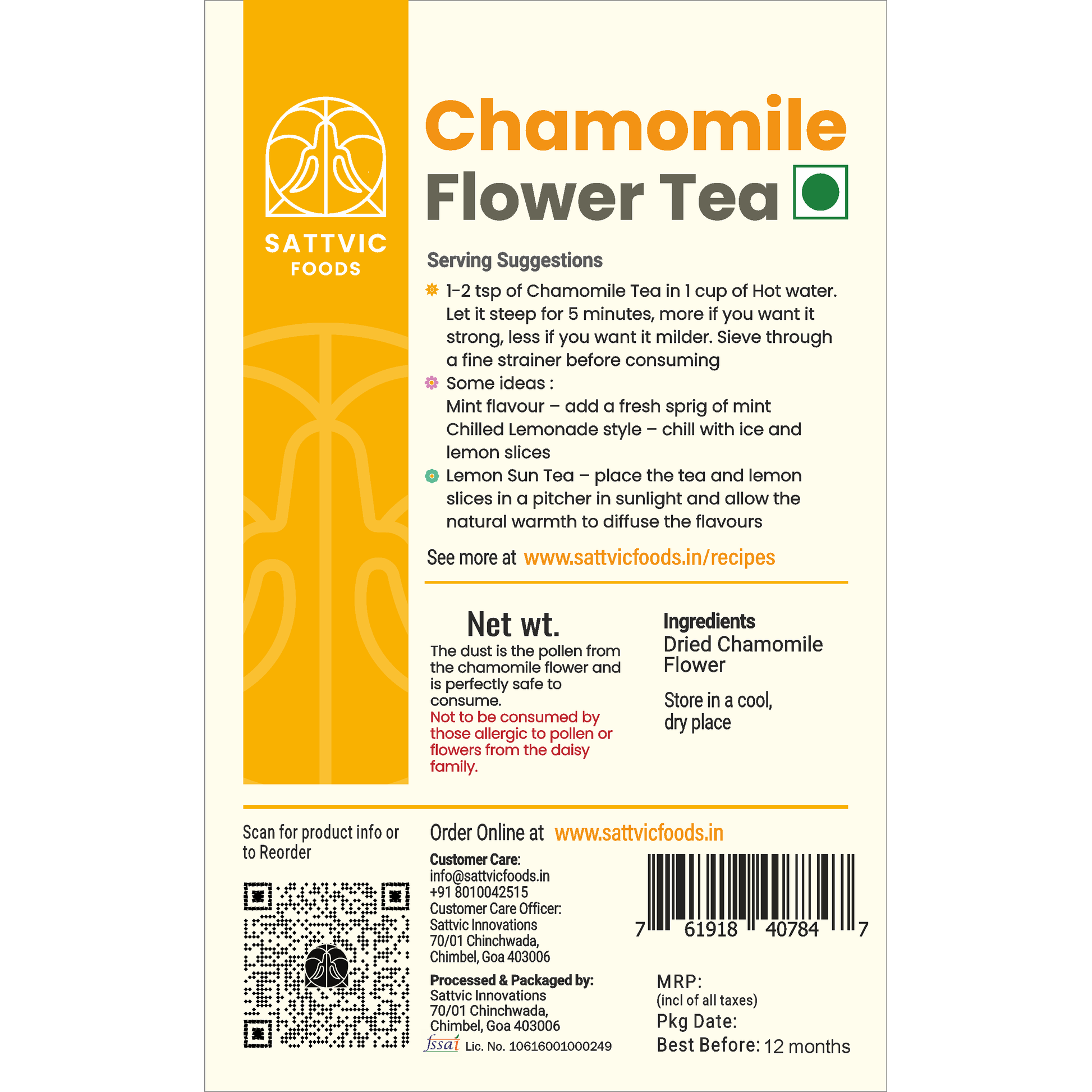Chamomile Flowers: Caffeine-free, Promotes Sleep
