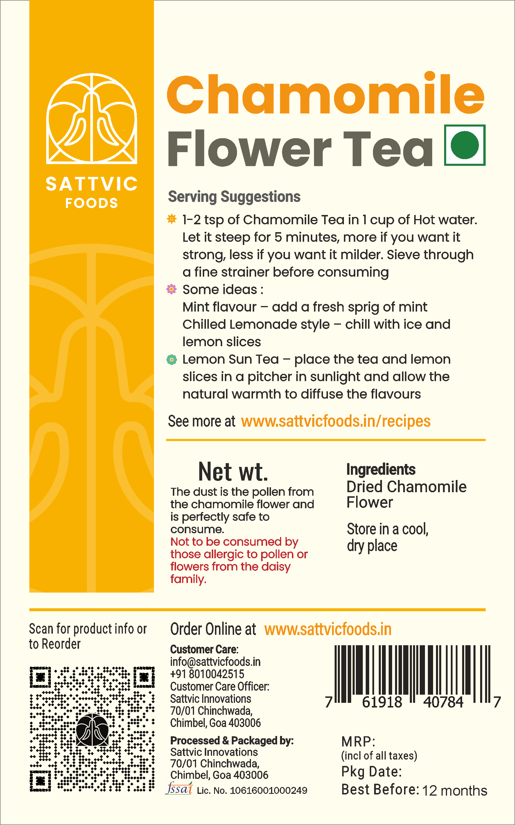 Chamomile Flowers: Caffeine-free, Promotes Sleep