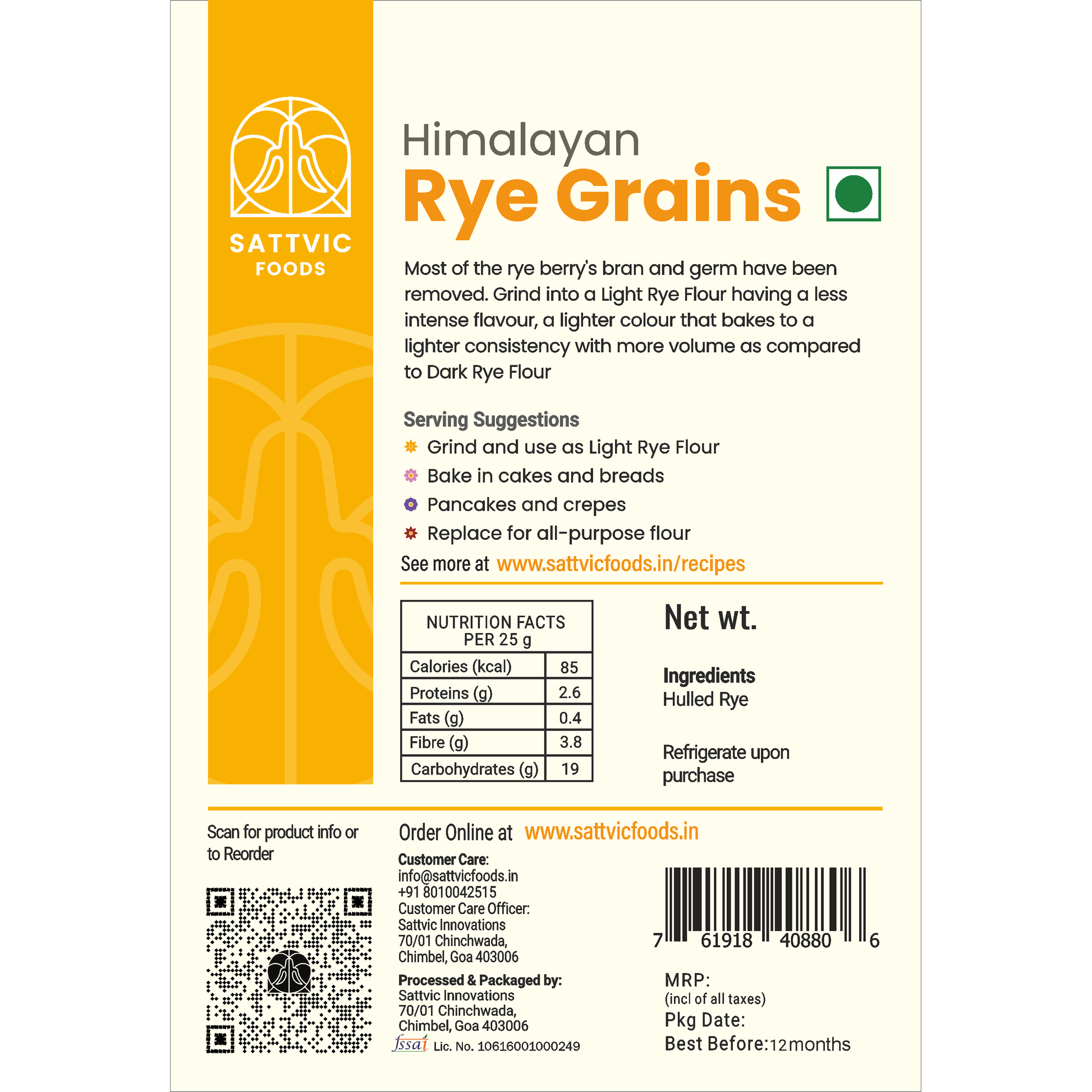 Himalayan Rye Grains | Rich in Dietary Fibre