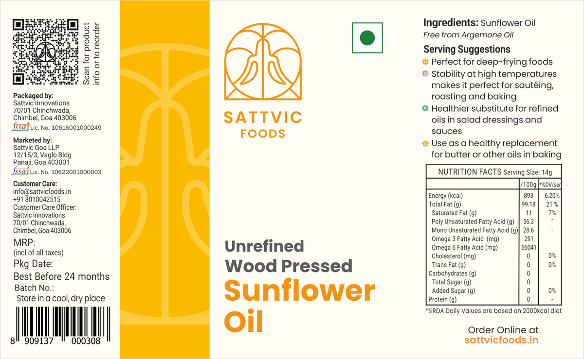 Sunflower Oil | Wood-Pressed, Unrefined, NON-GMO