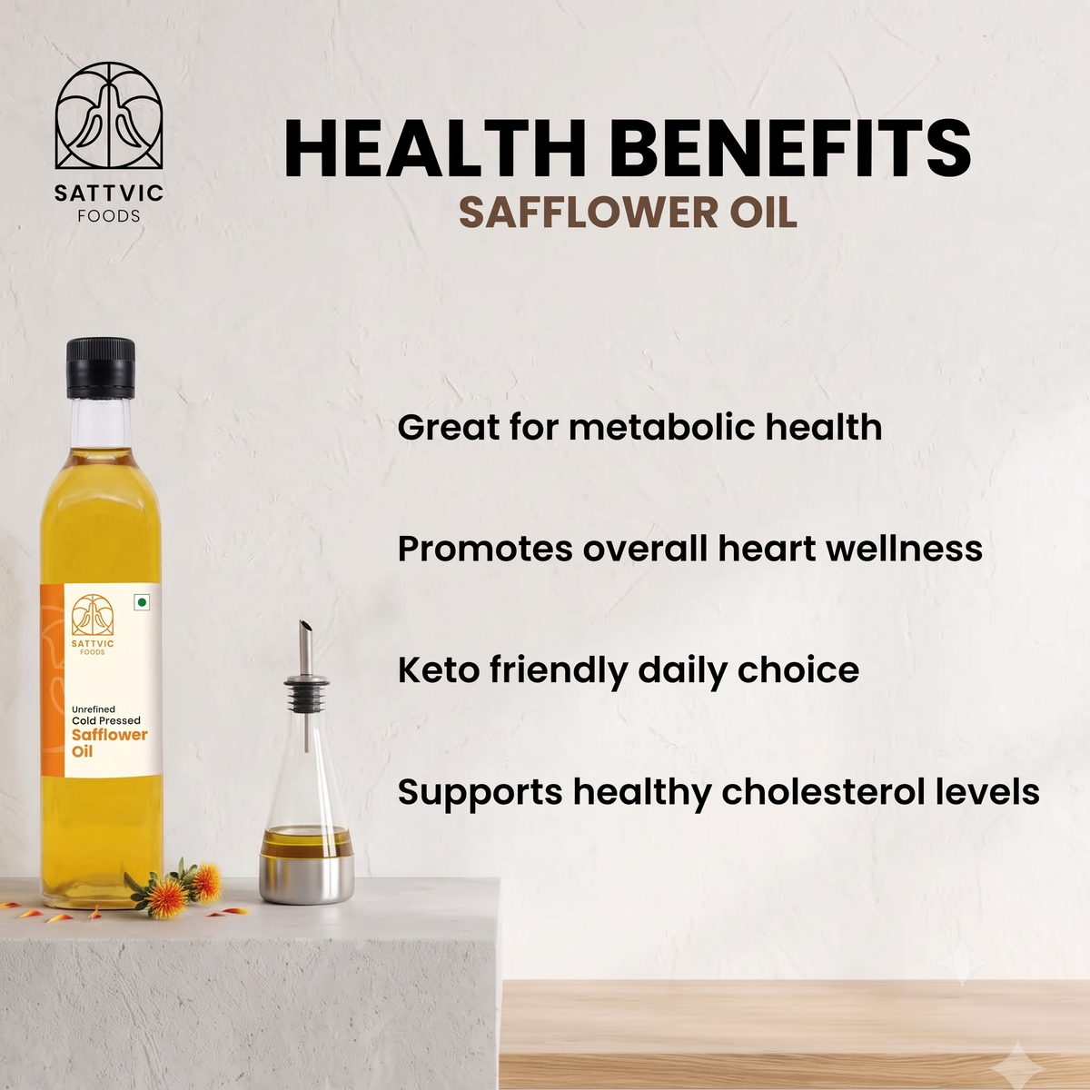 Safflower Oil | Cold-Pressed, Unrefined, NON-GMO