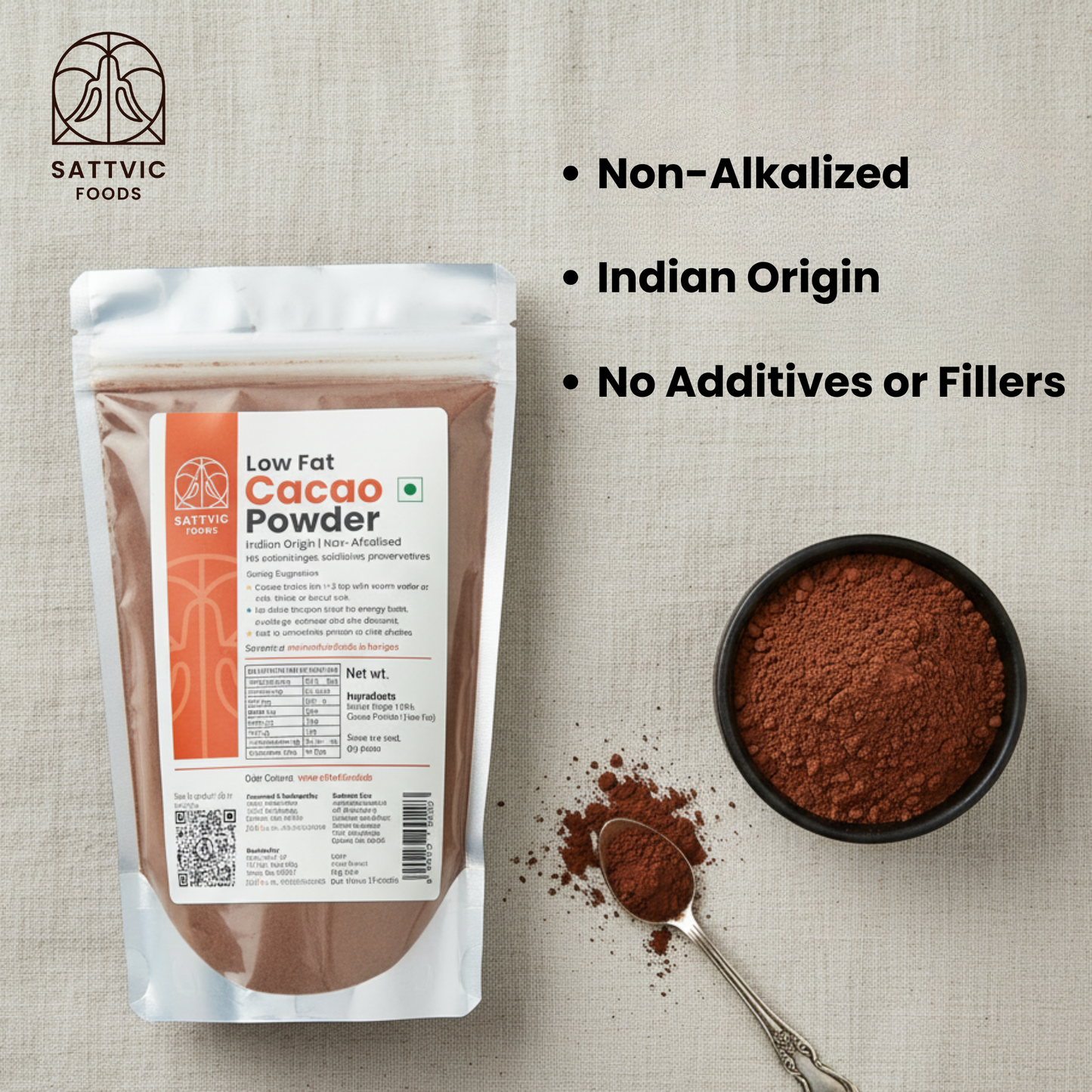 Cacao Powder (Low Fat) | Indian Origin & Non-Alkalized