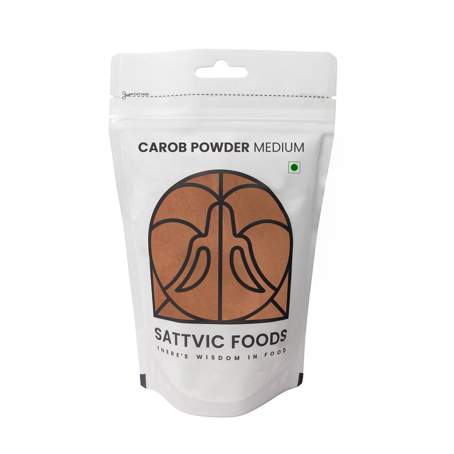 Sattvic Foods carob powder package on a white background