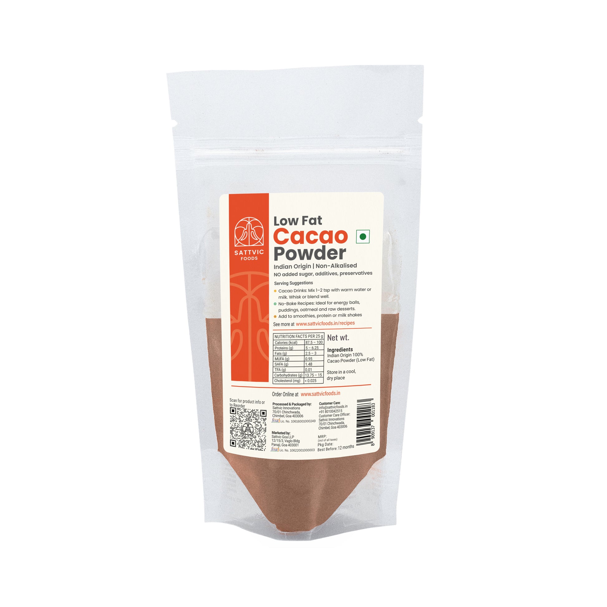 Cacao Powder (Low Fat) | Indian Origin & Non-Alkalized