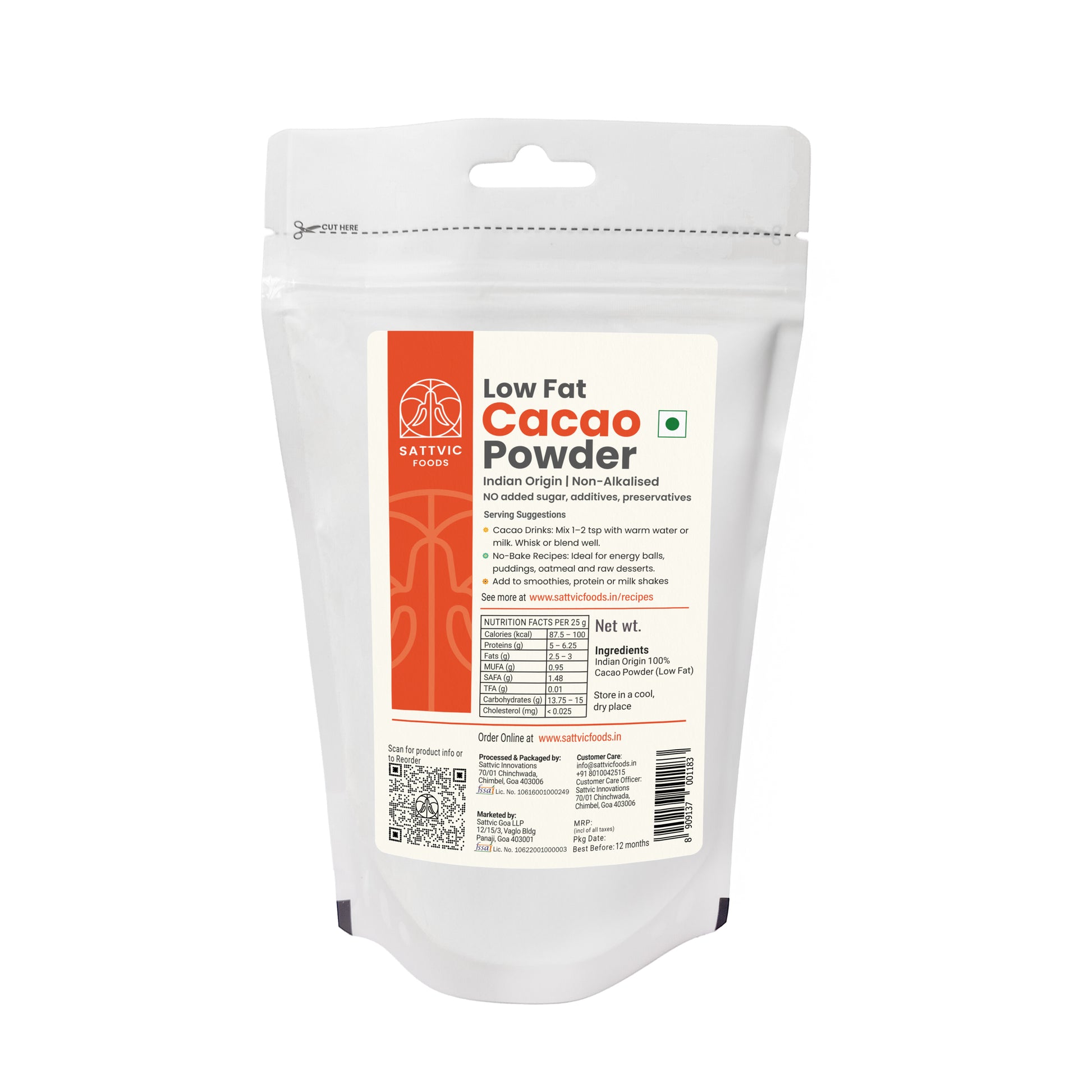 Cacao Powder (Low Fat) | Indian Origin & Non-Alkalized