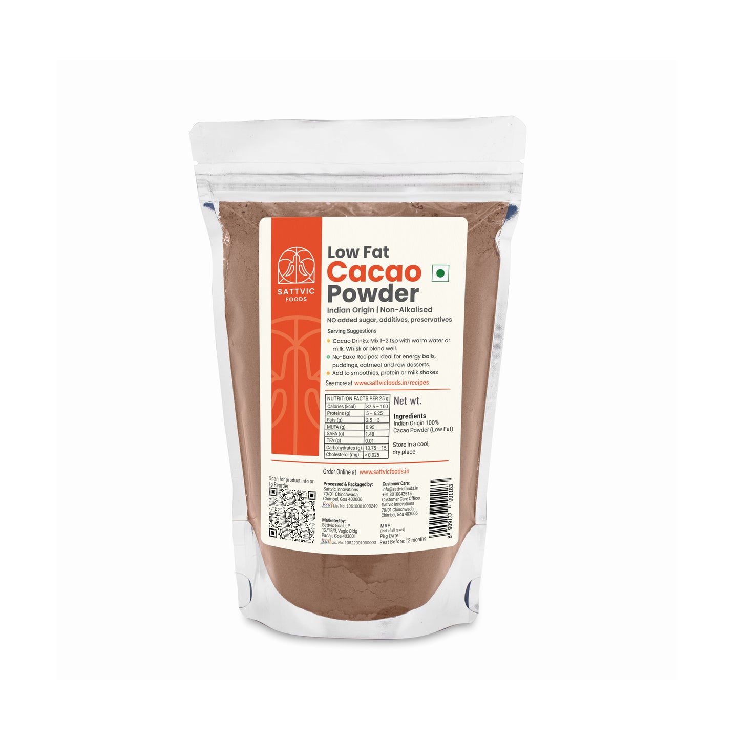 Cacao Powder (Low Fat) | Indian Origin & Non-Alkalized